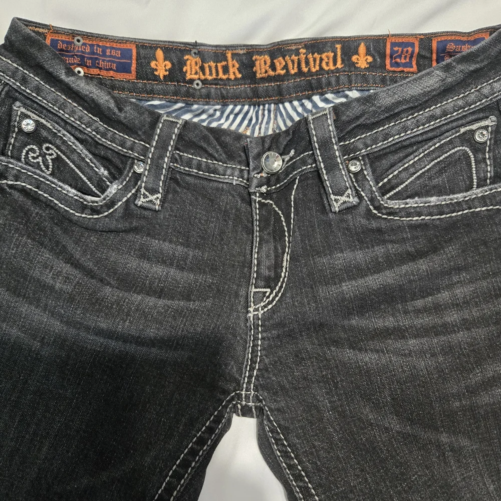 Rock Revival Black Boot Cut Jeans with Ornate Stitching - Picture 8 of 9